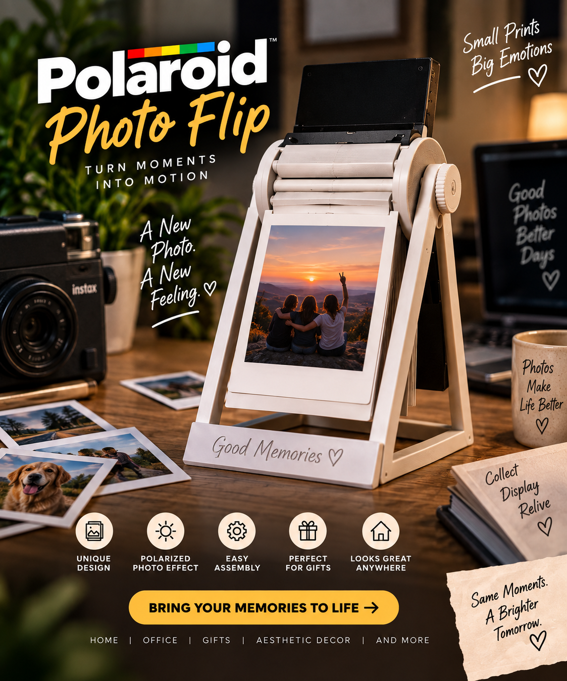 Photo Flip Display | Turn Your Memories One Flip at a Time | Unique Desk Decor