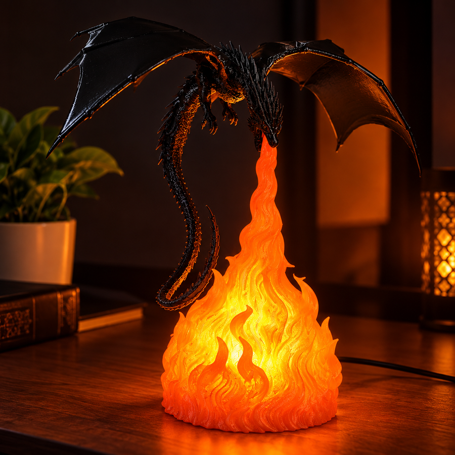 Dragon Fire Breathing 3D LED Shadow Lamp – Fantasy Dragon Night Light for Gaming Room & Bedroom Decor