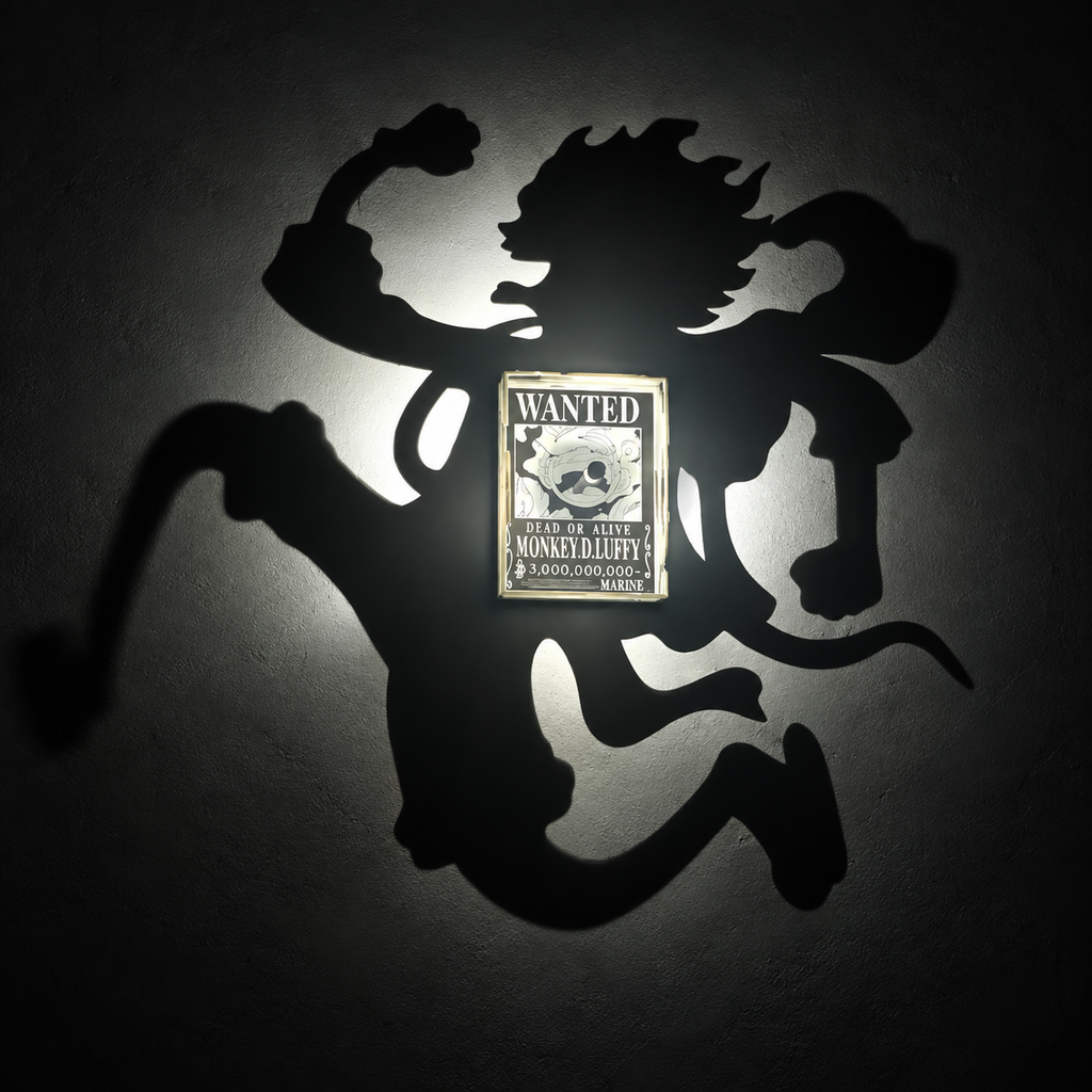 Monkey D. Luffy Shadow Lamp for wall | One Piece Anime Wall Light | LED Night Lamp | Battery Operated Room Decor