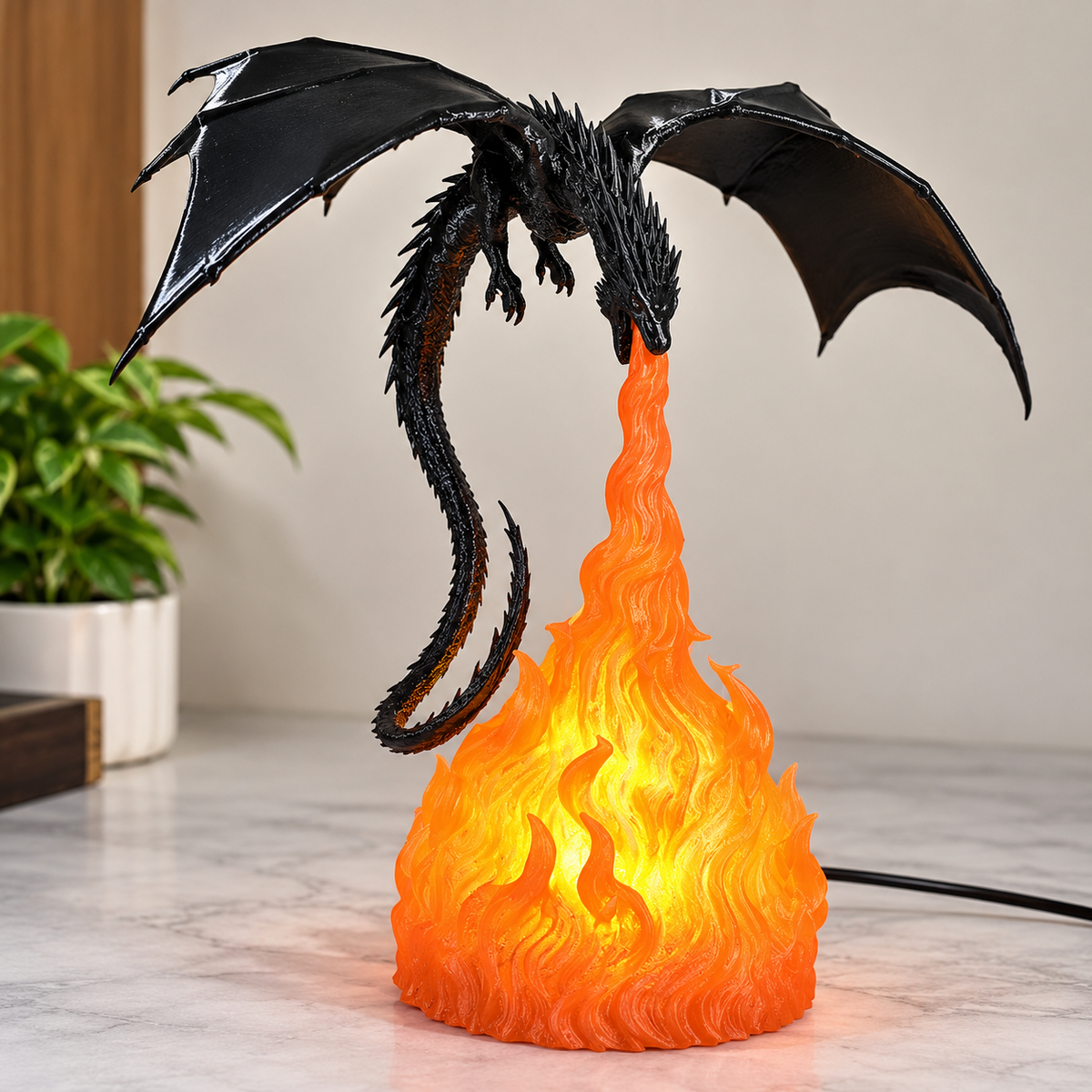 Dragon Fire Breathing 3D LED Shadow Lamp – Fantasy Dragon Night Light for Gaming Room & Bedroom Decor
