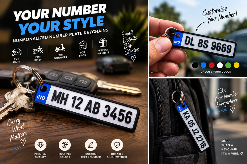 Custom Number Plate Keychain | Personalized Car & Bike Keyring