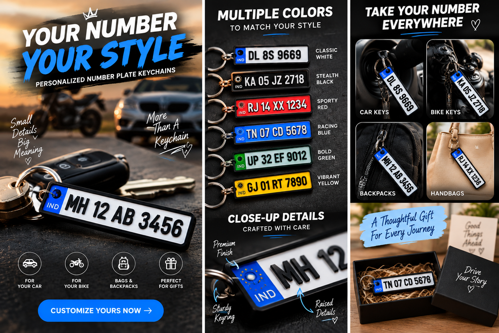 Custom Number Plate Keychain | Personalized Car & Bike Keyring