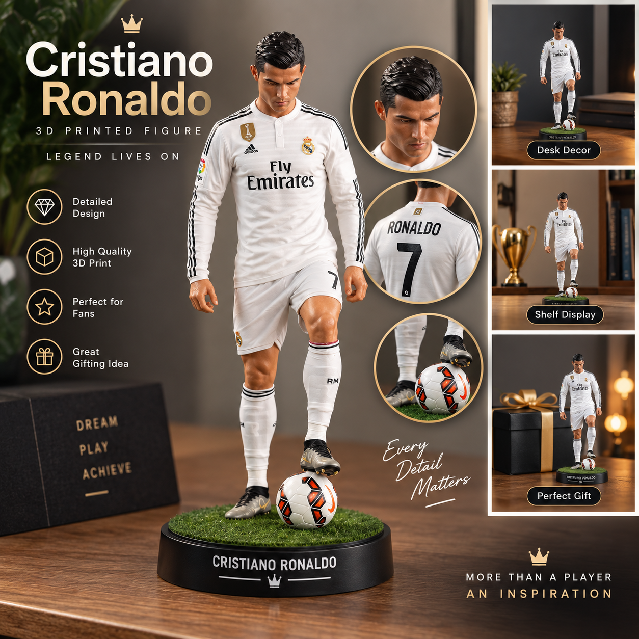 Cristiano Ronaldo 3D Printed Figurine | More Than a Player