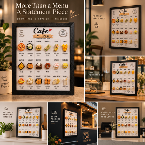 3D Printed Café Menu Plate – Stylish Wall Décor for Cafés & Food Lovers