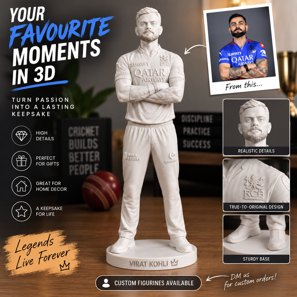 Virat Kohli Cricket Action Figure – 3D Printed Statue