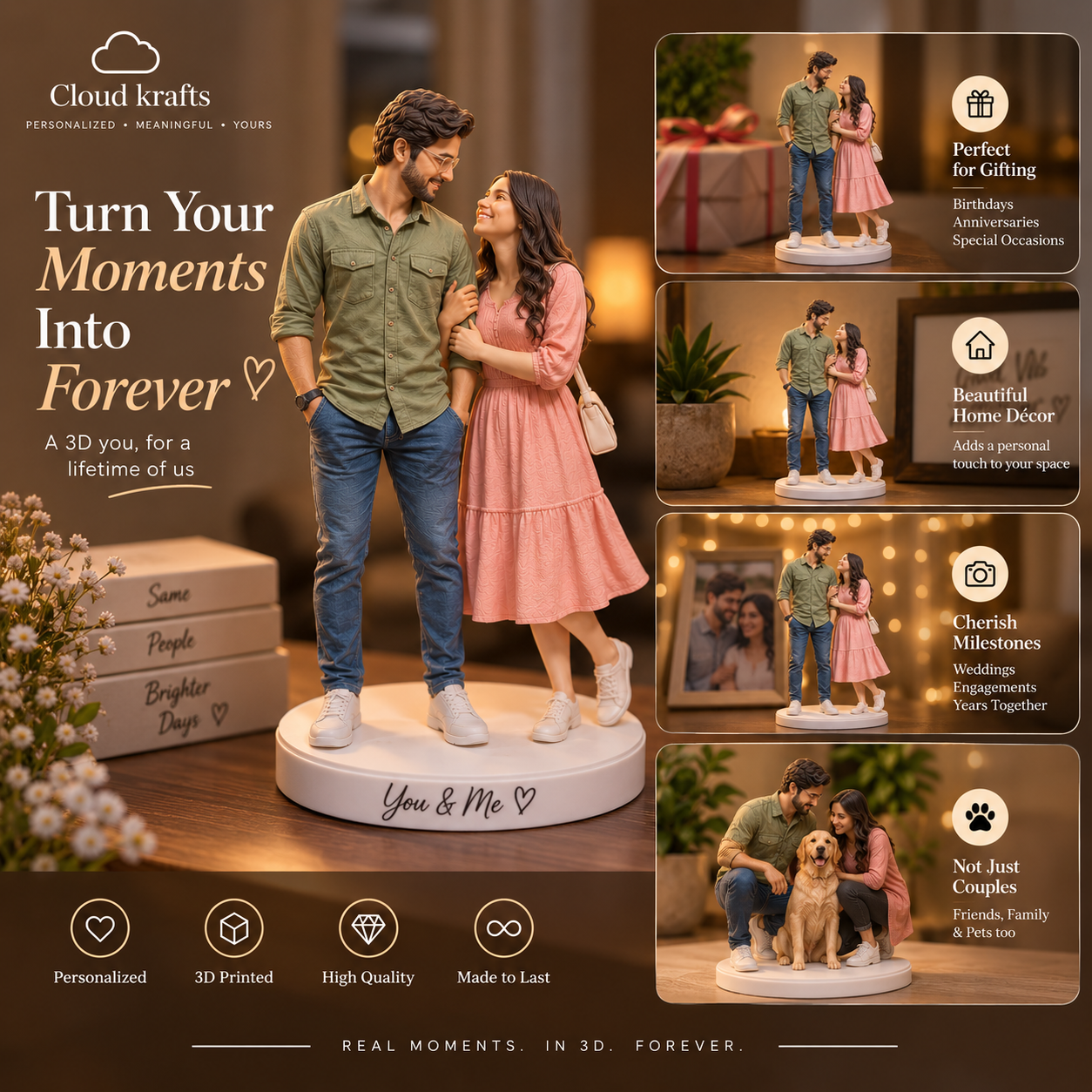 Personalized Couple Statue – Custom 3D Printed Figurine