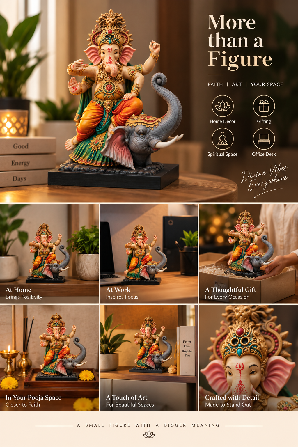 Divine Ganesha – Premium 3D Printed Statue | Intricate Detail & Elegant Finish