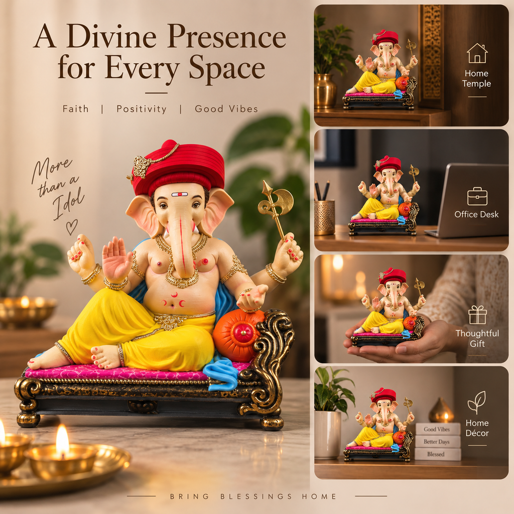 Premium 3D Printed Lord Ganesha Idol – Elegant Home & Office Décor