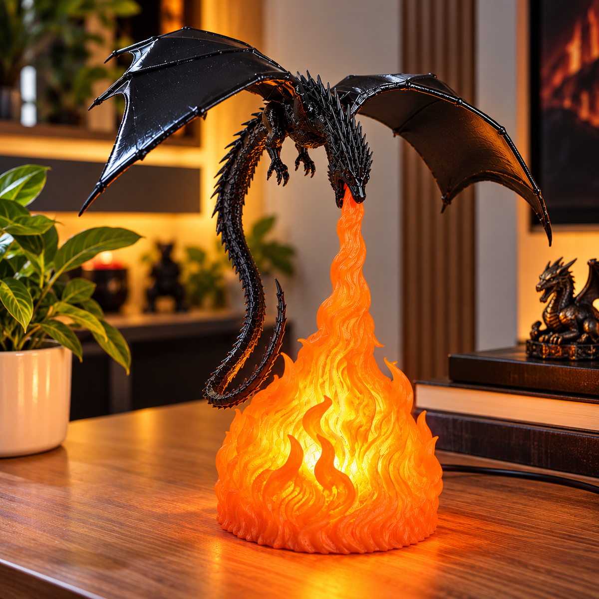 Dragon Fire Breathing 3D LED Shadow Lamp – Fantasy Dragon Night Light for Gaming Room & Bedroom Decor