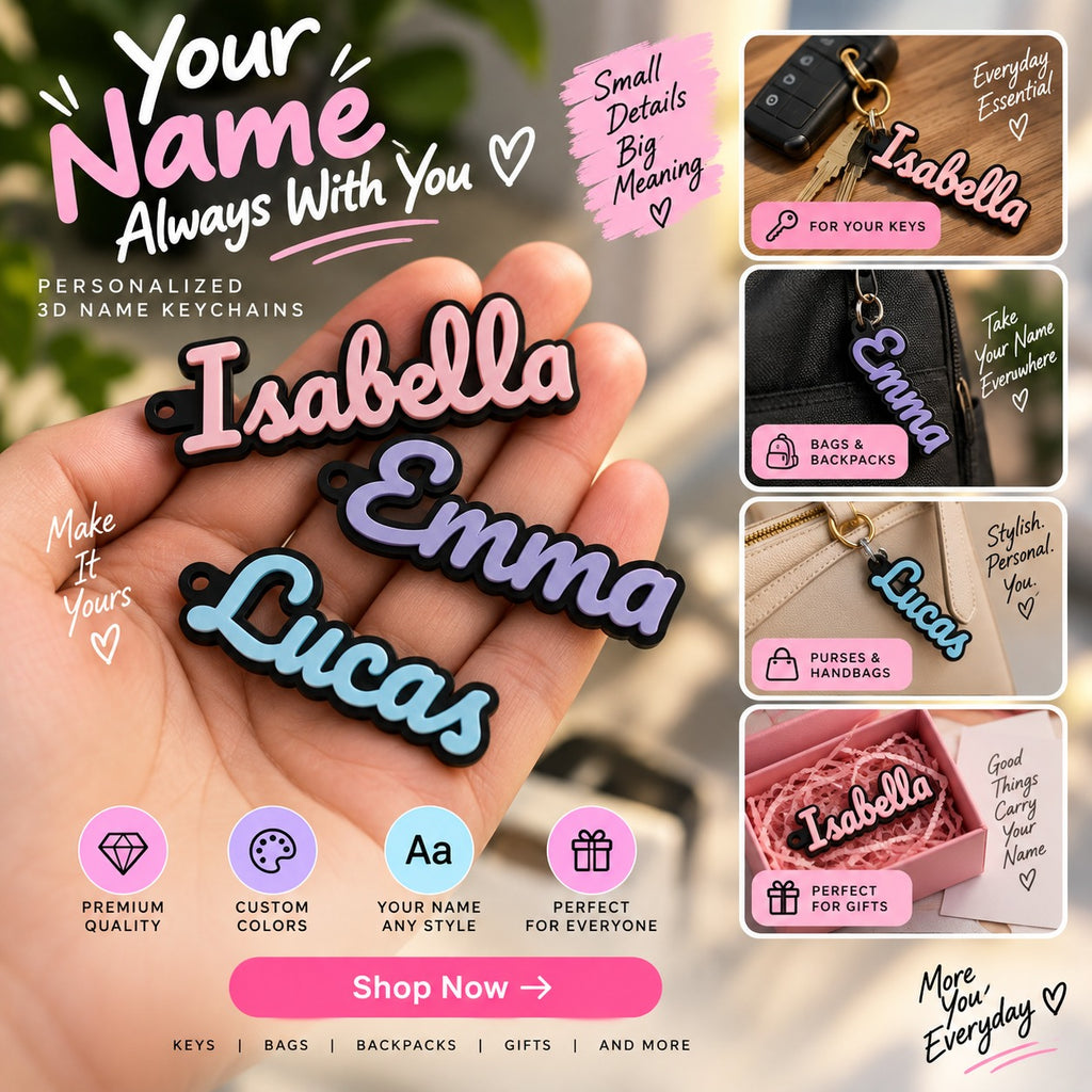 Personalized 3D Name Keychain – Custom Name Keyring