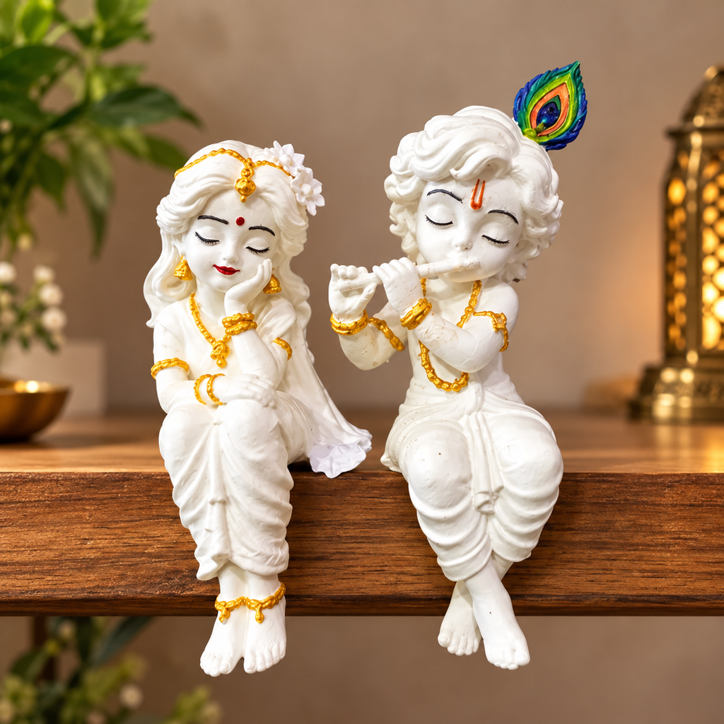Radha Krishna Ji Idol | Spiritual Decorative Statue for Home Temple & Living Room