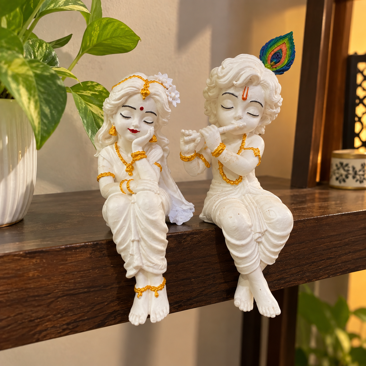 Radha Krishna Ji Idol | Spiritual Decorative Statue for Home Temple & Living Room