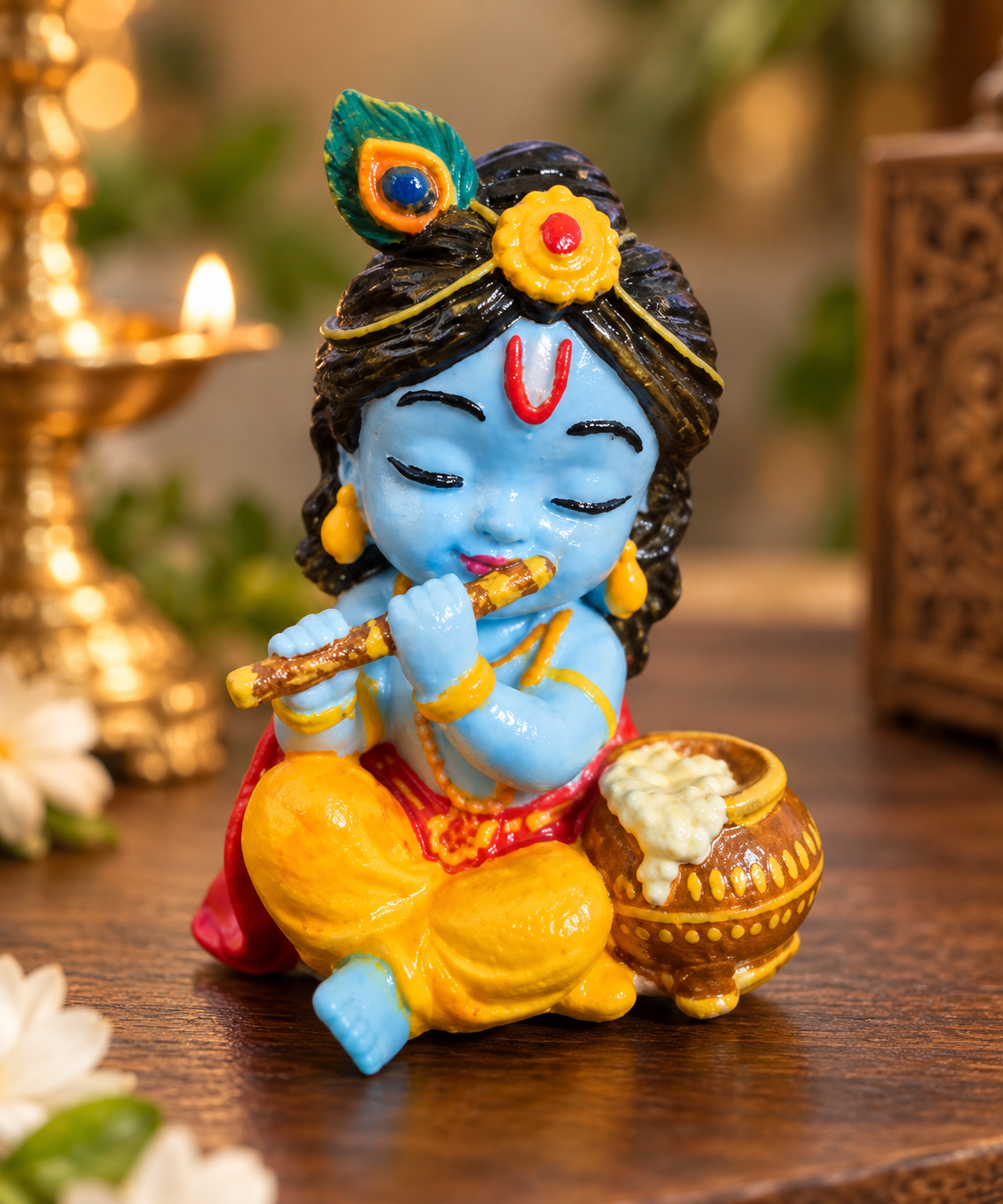 Krishna Ji Murti | Beautiful Bal Krishna Flute Statue for Pooja Room & Home Decor