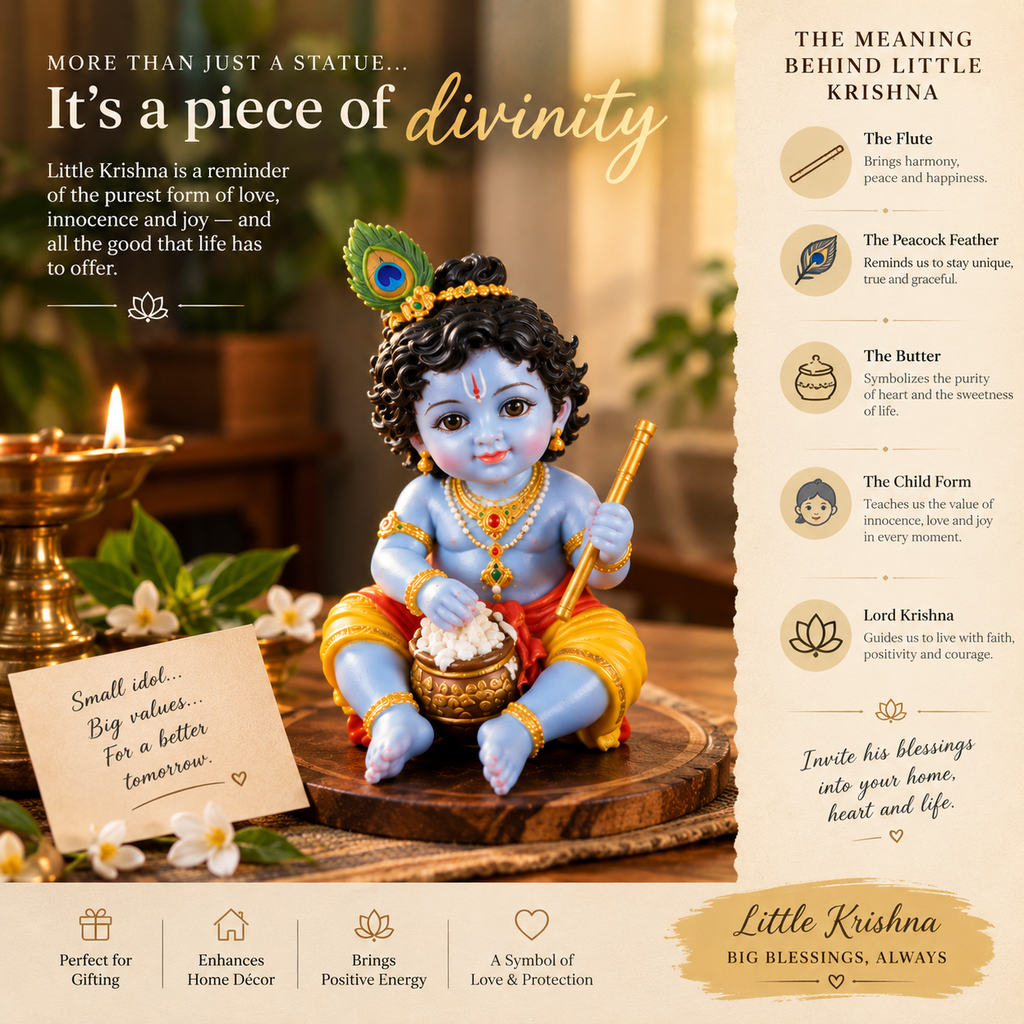 Beautiful Mini Krishna Idol for Mandir | Bal Gopal Laddu Gopal Decor
